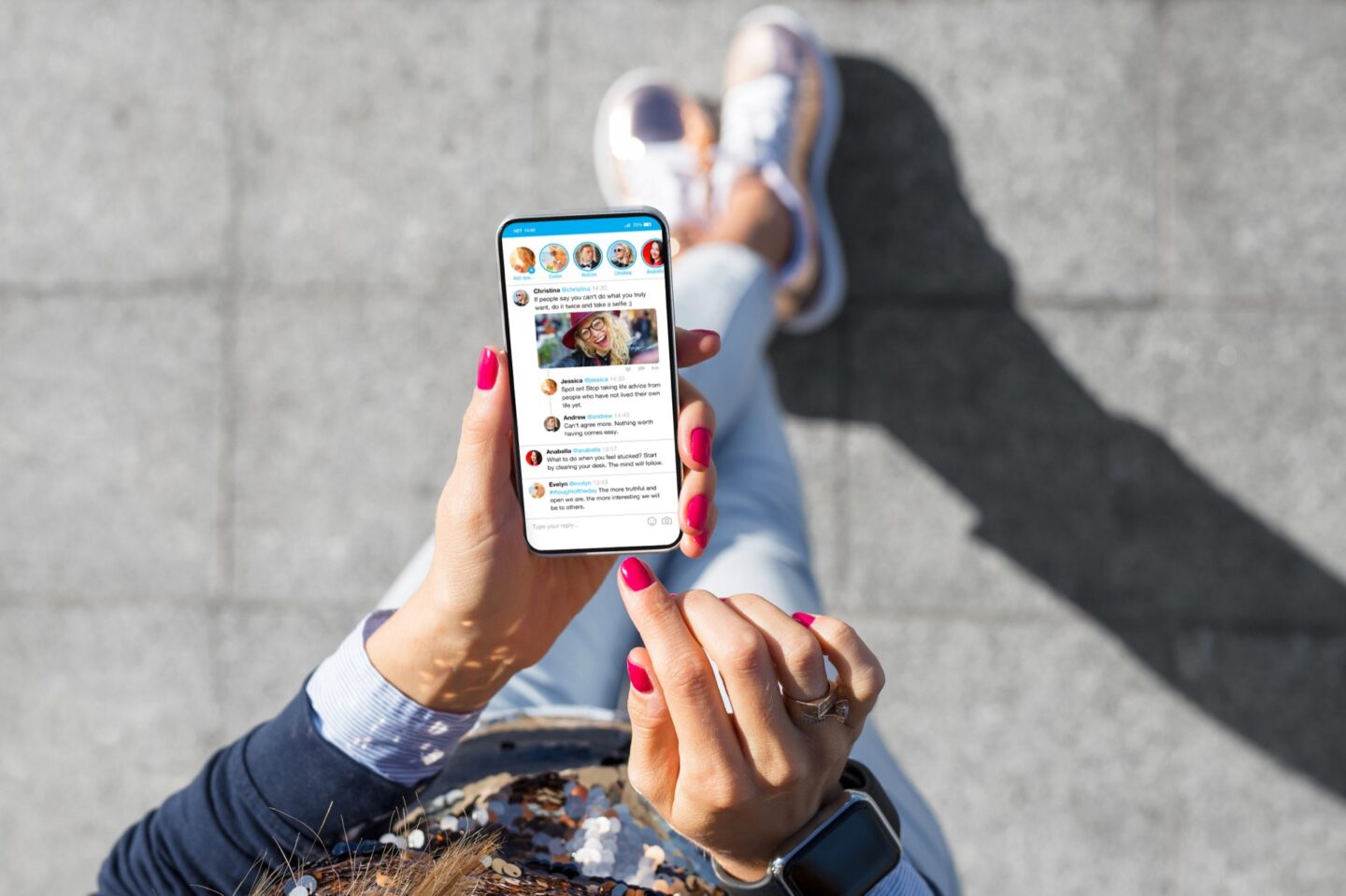 Woman on social media