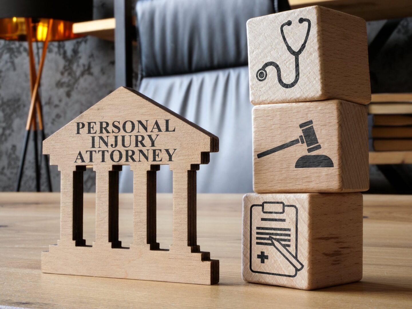 Personal injury attorney sign next to 3 blocks